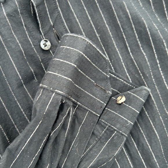 Vintage slim fit black with silver pinstripes Zara men’s shirt - Picture 3 of 5
